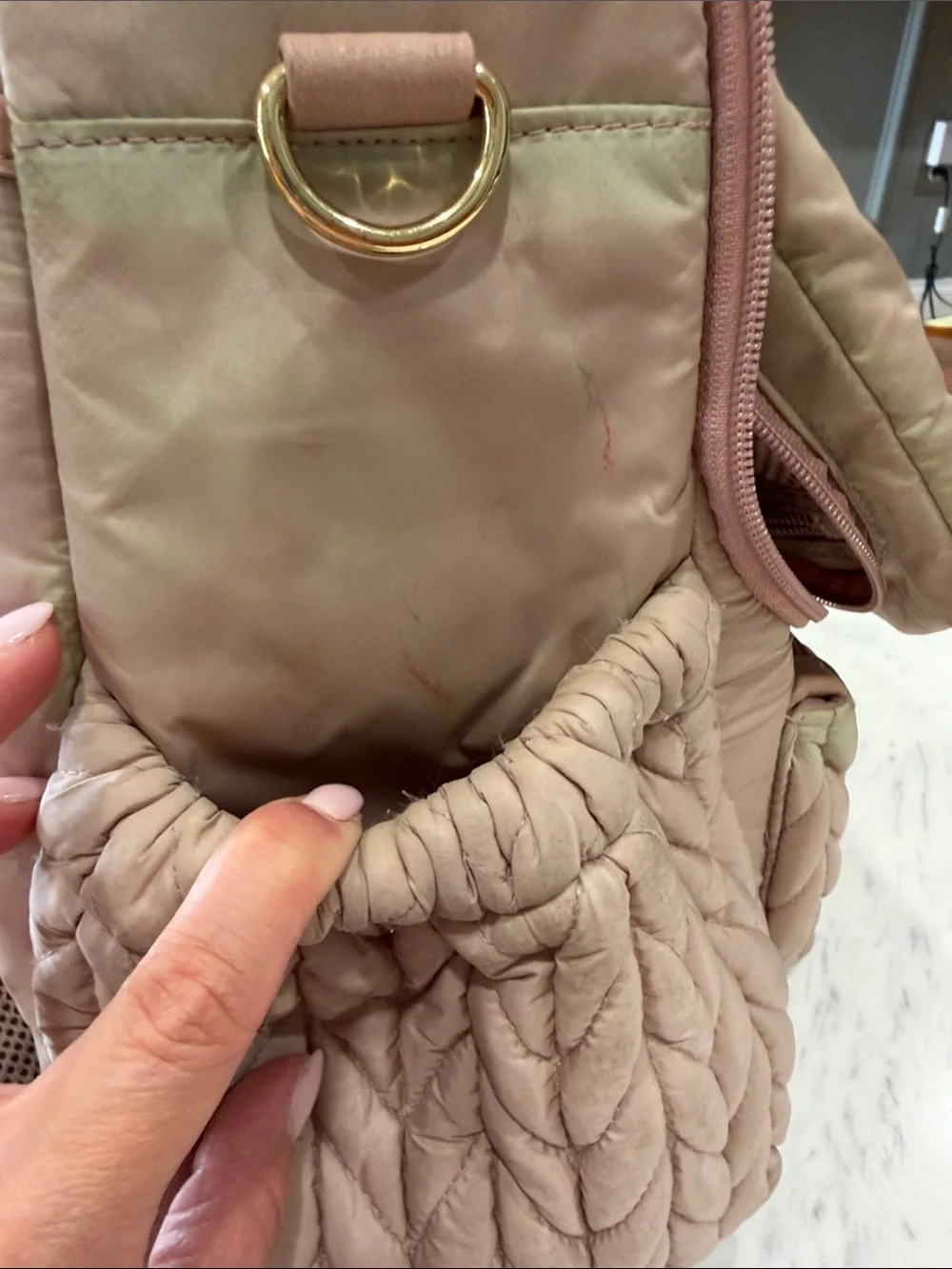 Happ baby quilted dusty rose diaper bag